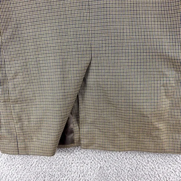Jos A‎ Bank Blazer Mens 41R Brown Blue Wool Silk Houndstooth Check Sport Coat